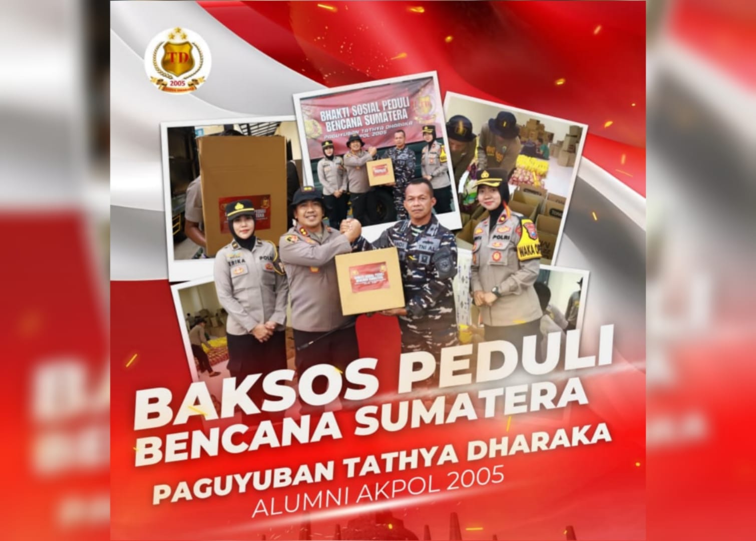Paguyuban Tathya Dharaka Akpol 2005 Kirim Ribuan Paket Sembako Untuk Korban Bencana di Sumatera