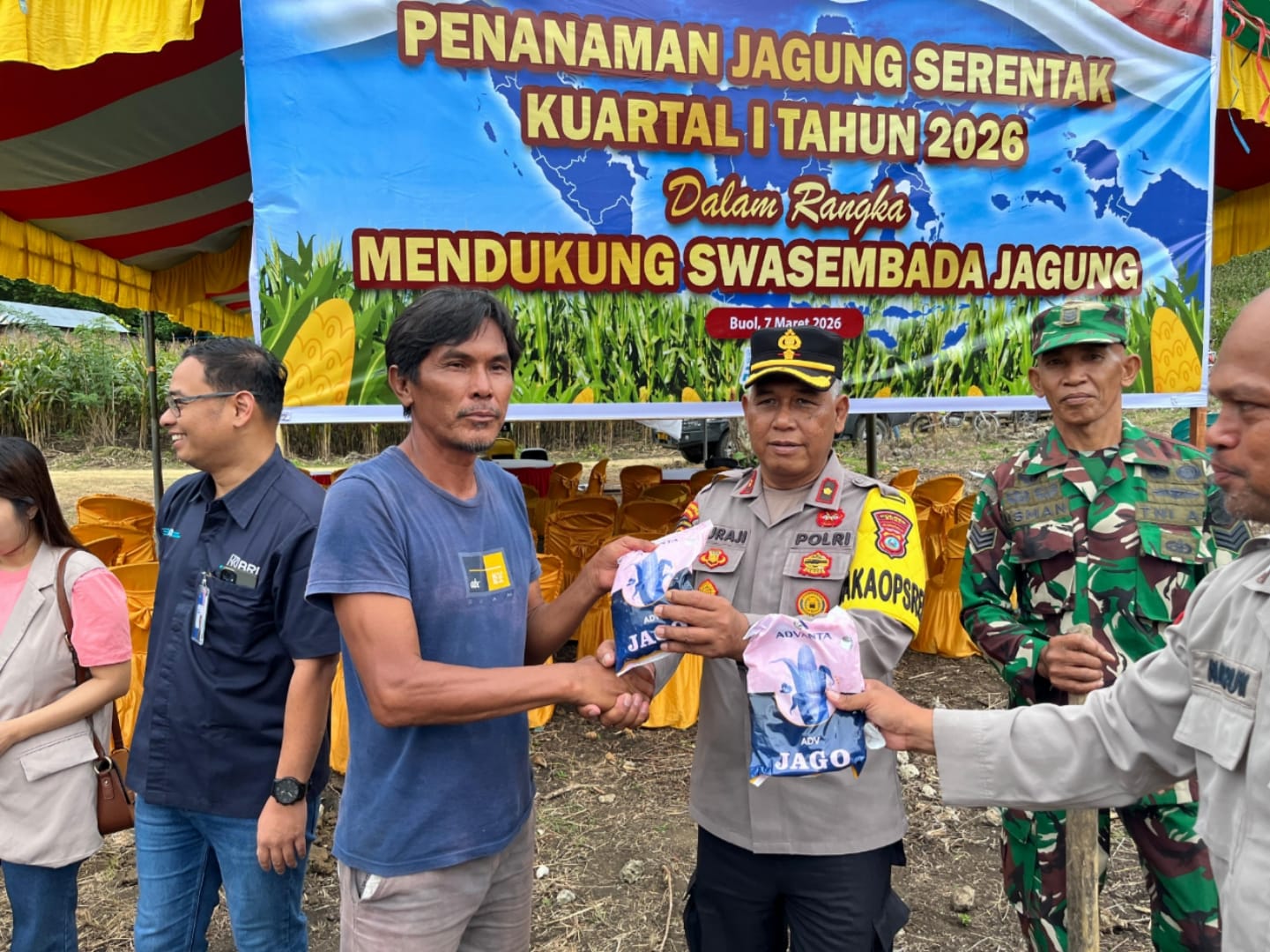 Polres Buol Dukung Ketahanan Pangan Nasional Lewat Penanaman Jagung Serentak